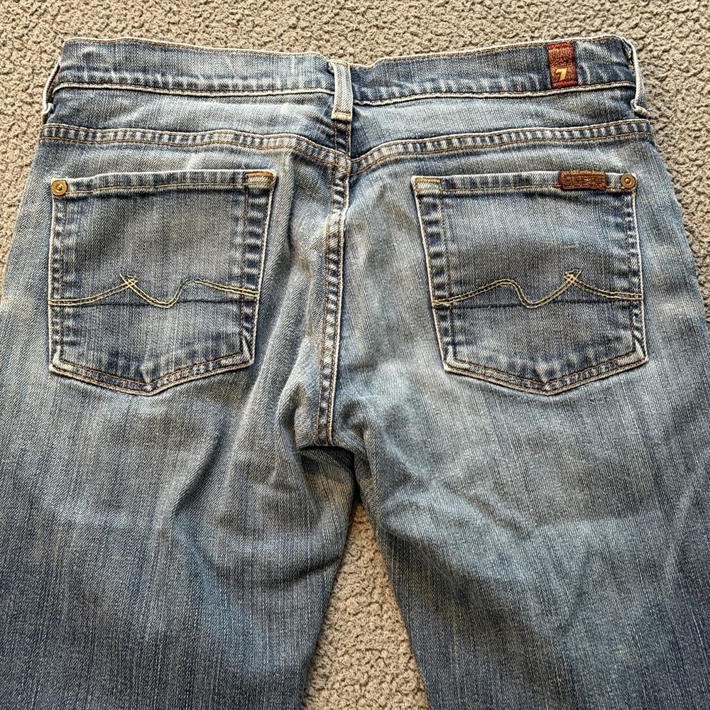 7 for All Mankind Boy Cut Bootcut Jeans Low Rise Buttonfly Y2K Women's 29 USA - Picture 12 of 16